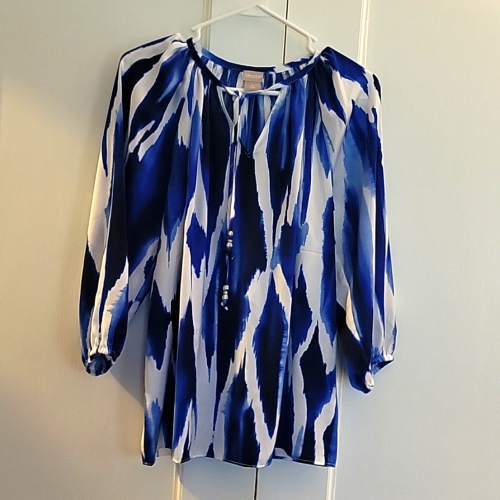 Chicos blues and white blouse size 0